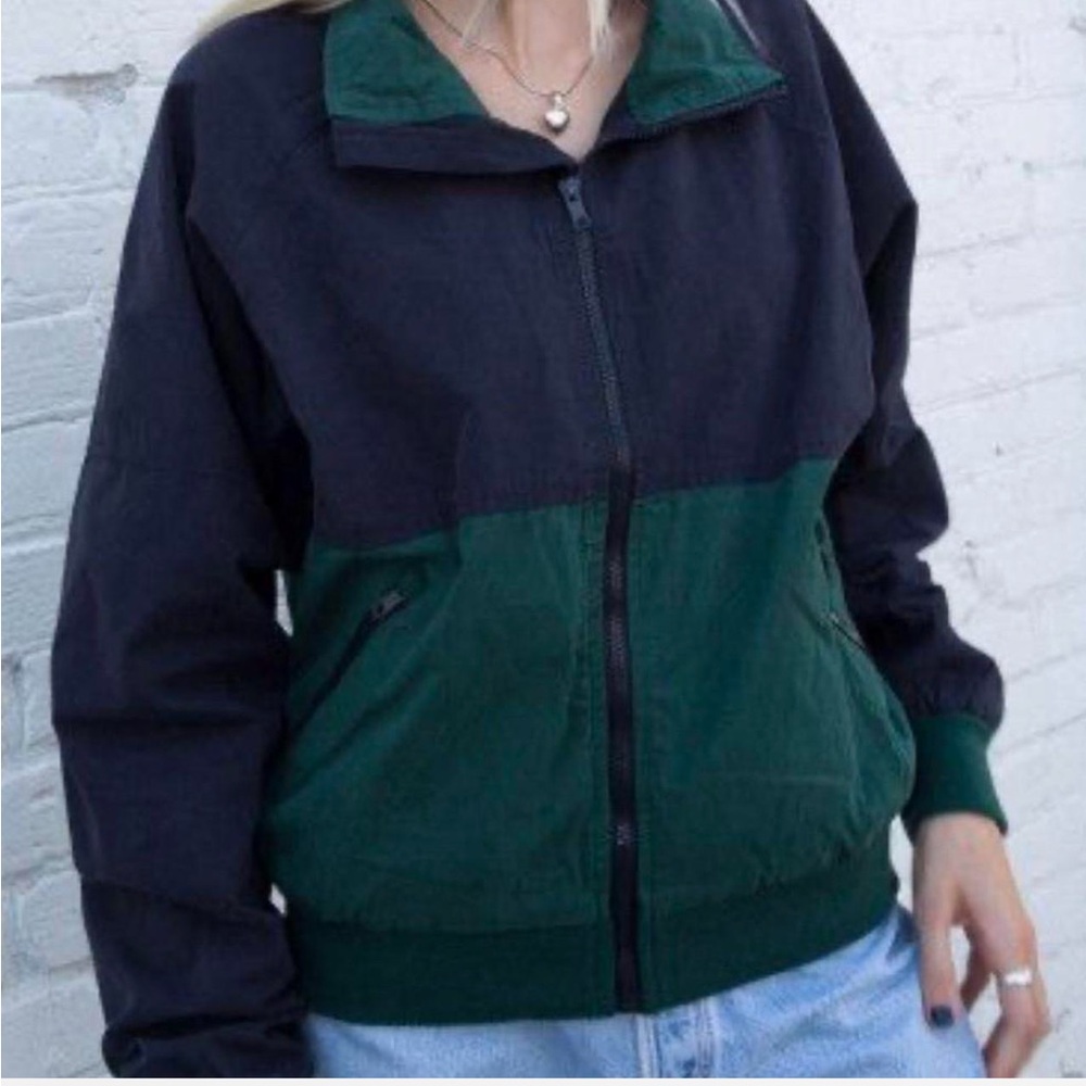 Brandy Melville Two-Tone Black and Green Bomber Jacket
